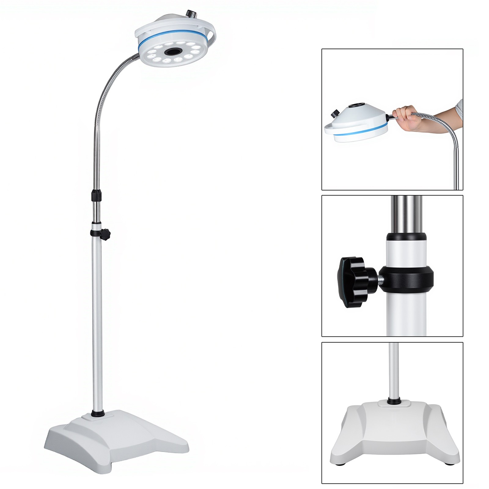 12Holes 36W Dental Surgical LED Exam Light Floor-Stand Shadowless Operating Lamp