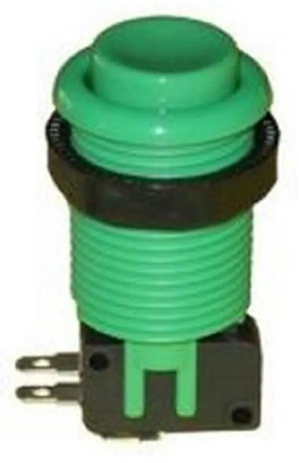 Green Long Length Arcade Game Push Button w/ microswitch Also for Mame and Jamma