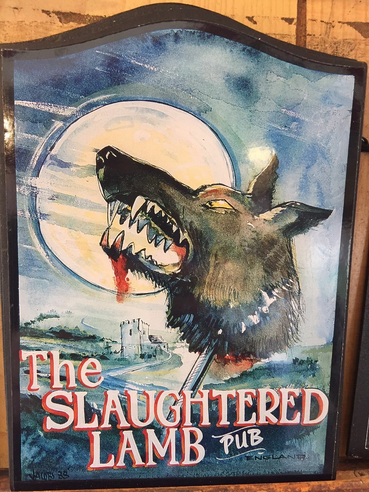 Fun Film PUB SIGN 10" THE SLAUGHTERED LAMB An American werewolf in London horror