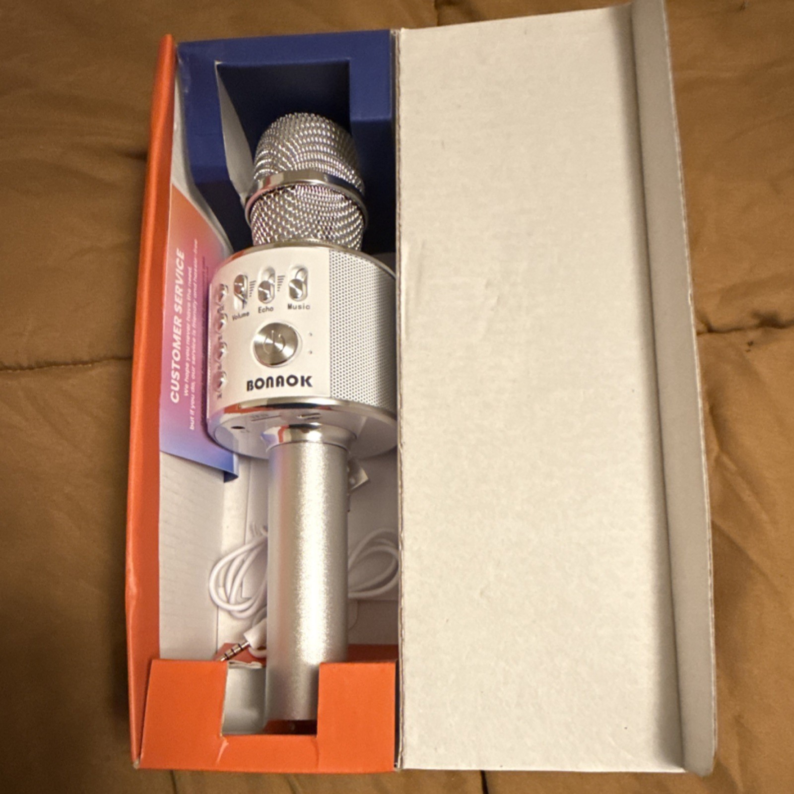 Electronics BONAOK Q37 Silver Bluetooth Karaoke Microphone Wireless with Control
