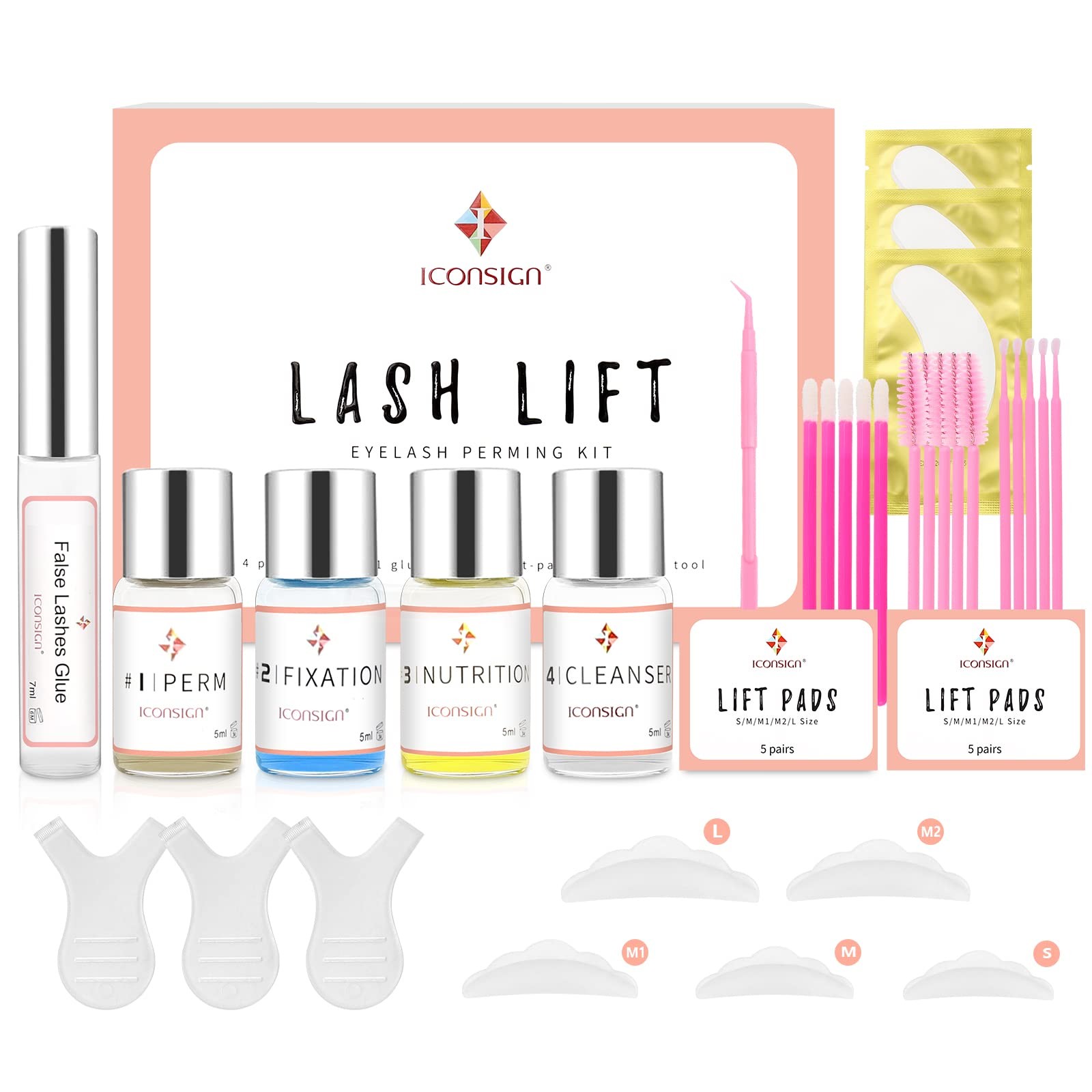 Lash Lift Kit, Eyelash Perm Professional 26 Piece Set, White