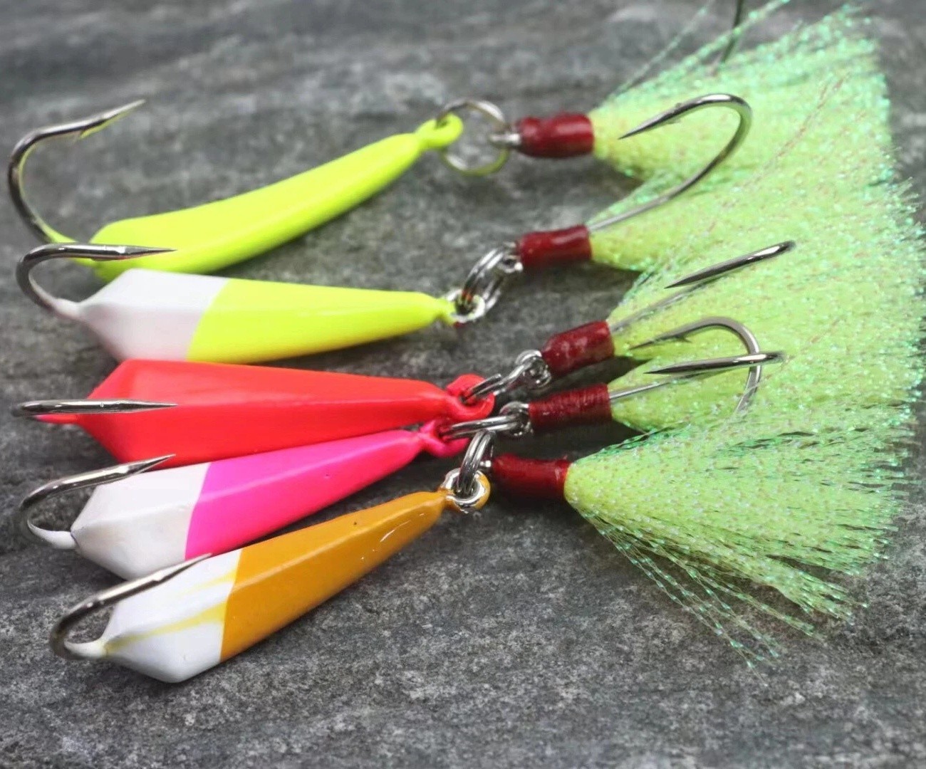 5pcs Pompano Fishing Jig Head With Flash Teaserhooks Surf Fishing Jigs 7g-14g