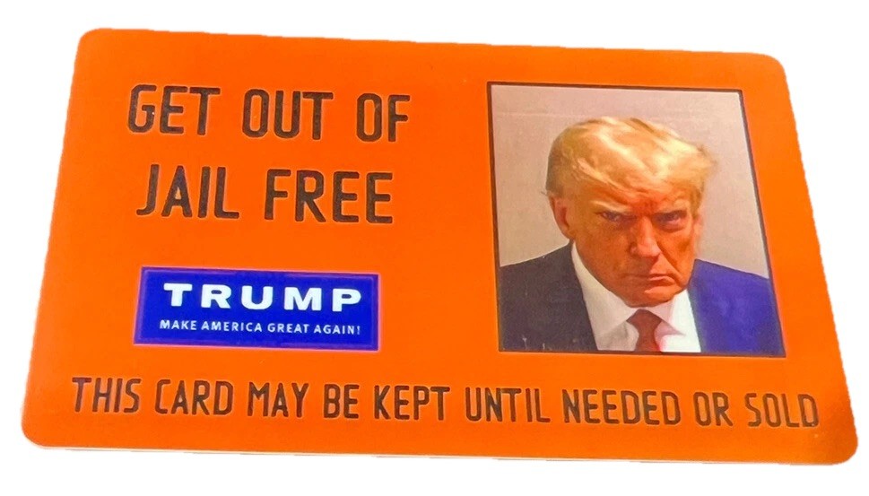Donald Trump GET OUT OF JAIL FREE ID Card Plastic ID Fulton Mugshot Surrender