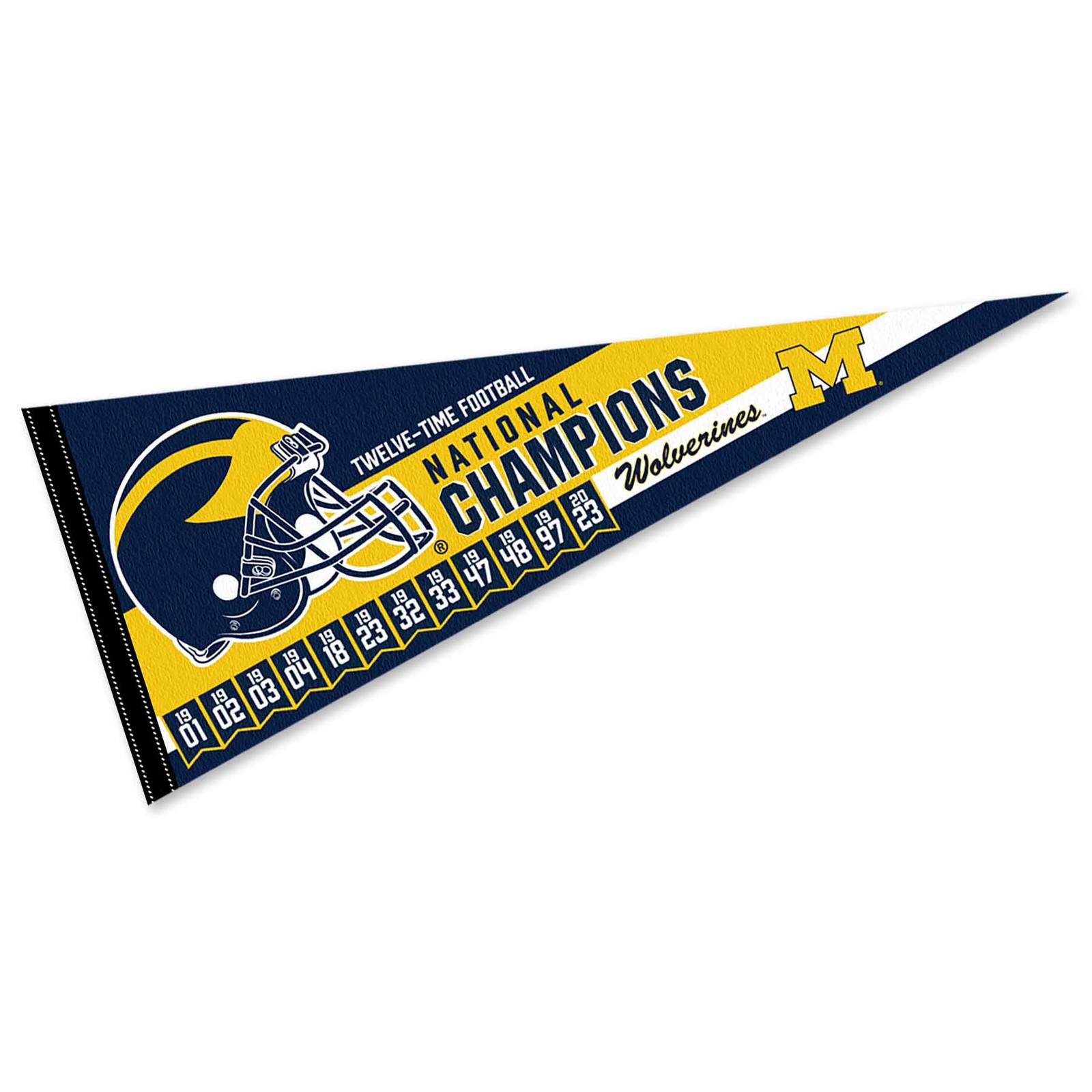 Michigan Team University Wolverines 12 Time Football National Champions Pennant