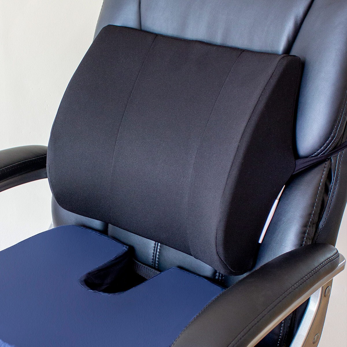 DMI Relax-A-Bac Lumbar Back Cushion With Insert And Strapp - Navy
