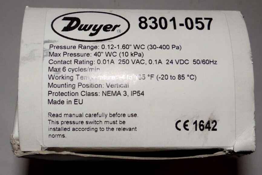 Dwyer Differential Pressure Switch 8301-057