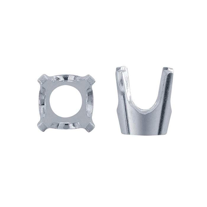 Two 8mm Round Low Base Sterling Silver 4-Prong Settings