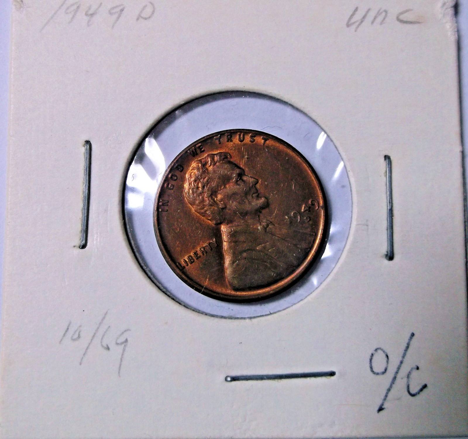 1949 D Lincoln Cent Error O/C
