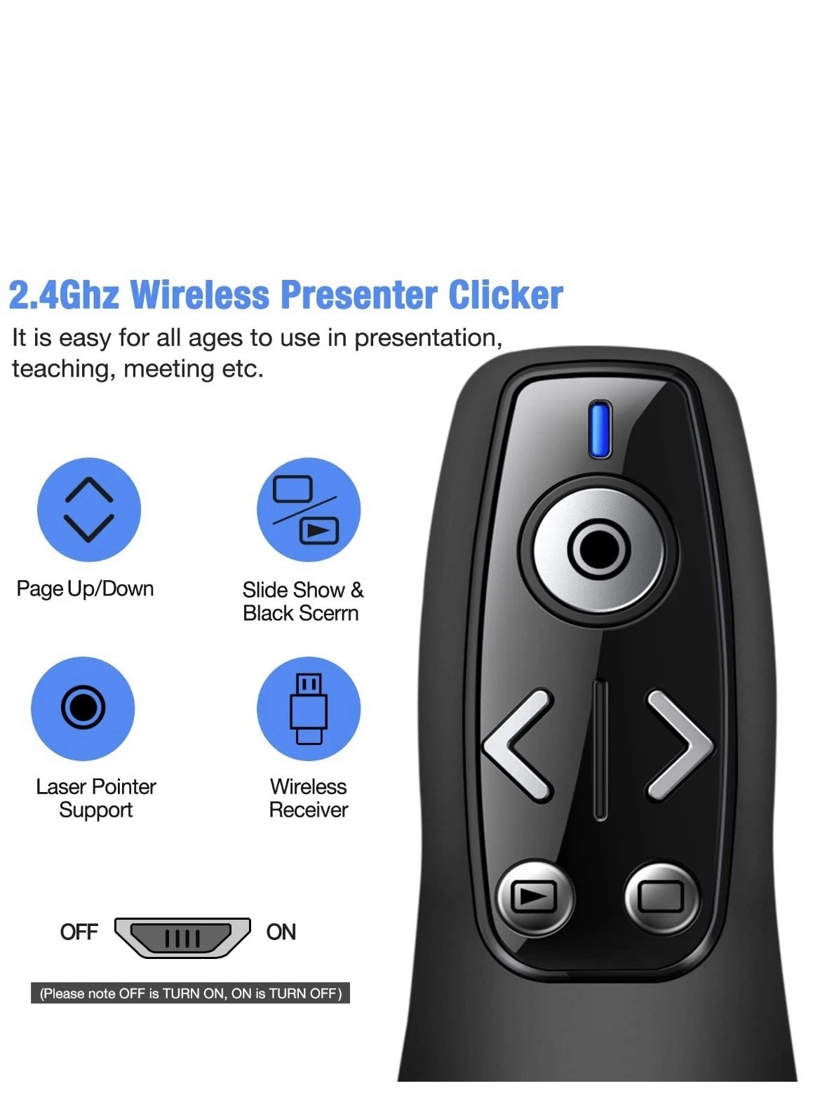Presentation Clicker Wireless Presenter Remote for PowerPoint, Powerpoint