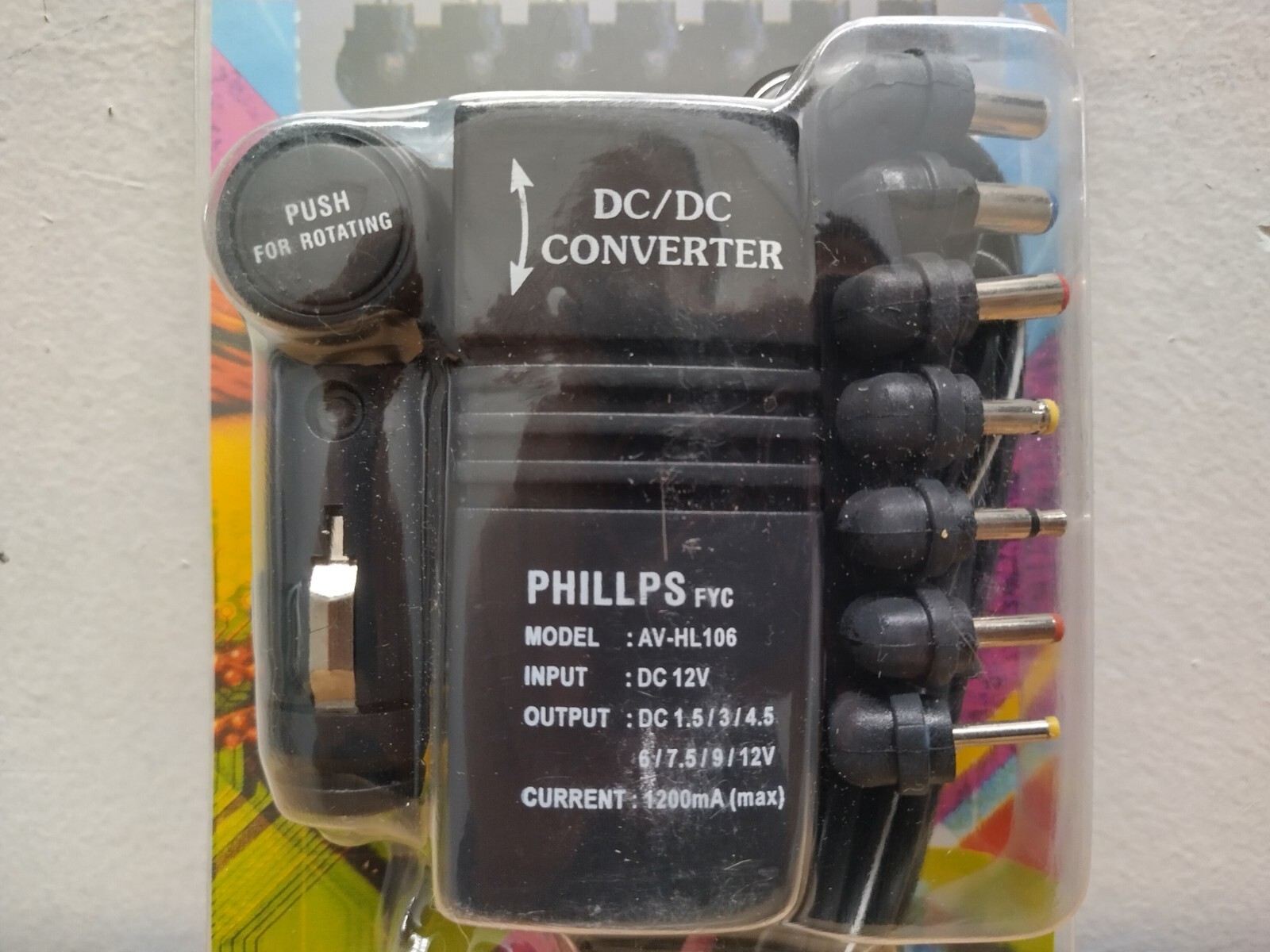 Phillips FYC 1200mA DC-DC Power Converter w/ 7 Plugs & Voltage Switch