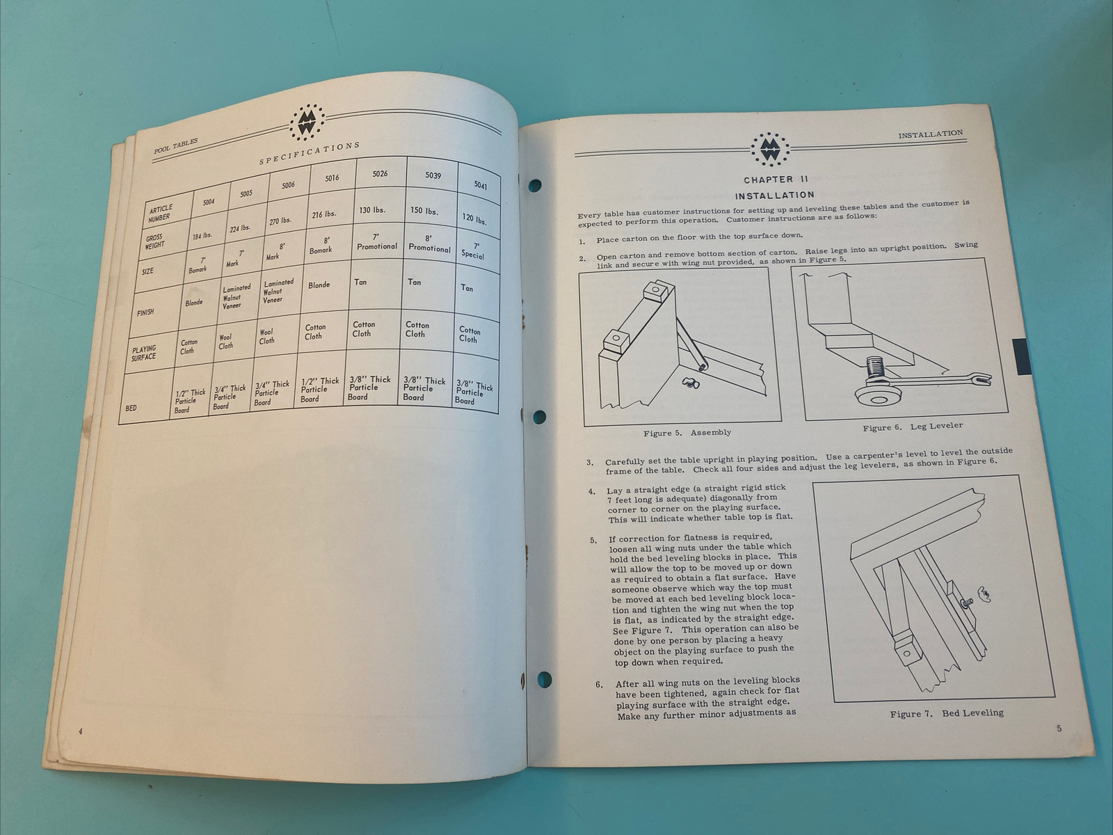 1961 Montgomery Ward Pool Table Manual CRS-6069