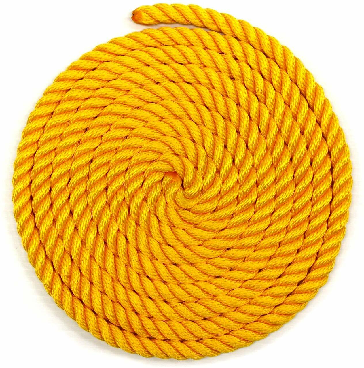 5/8" Multi Use Yellow Braided Nylon Playground Rope 14' Long