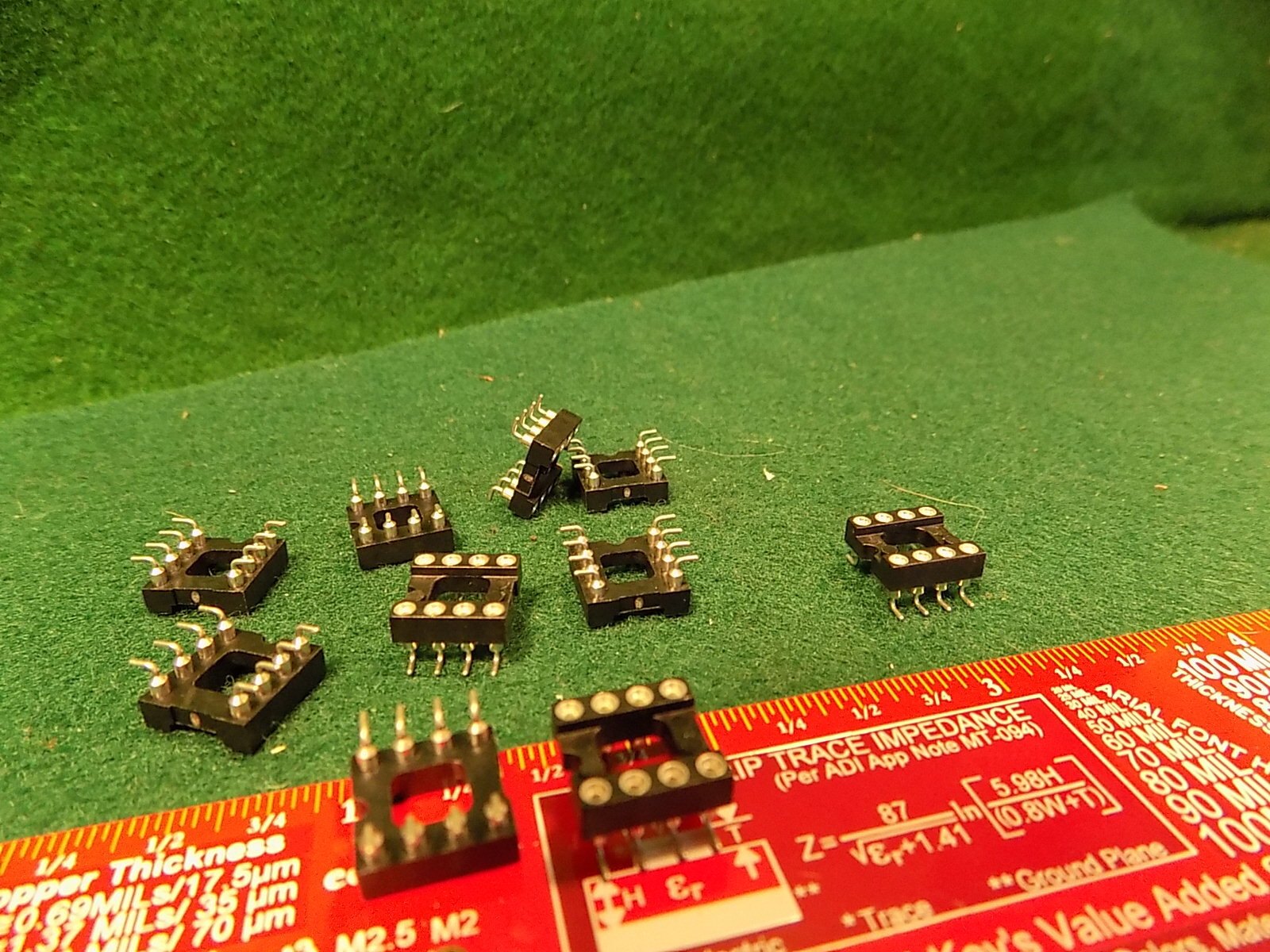 Lot of 10 Surface Mount 8 Pin DIP IC Sockets NOS