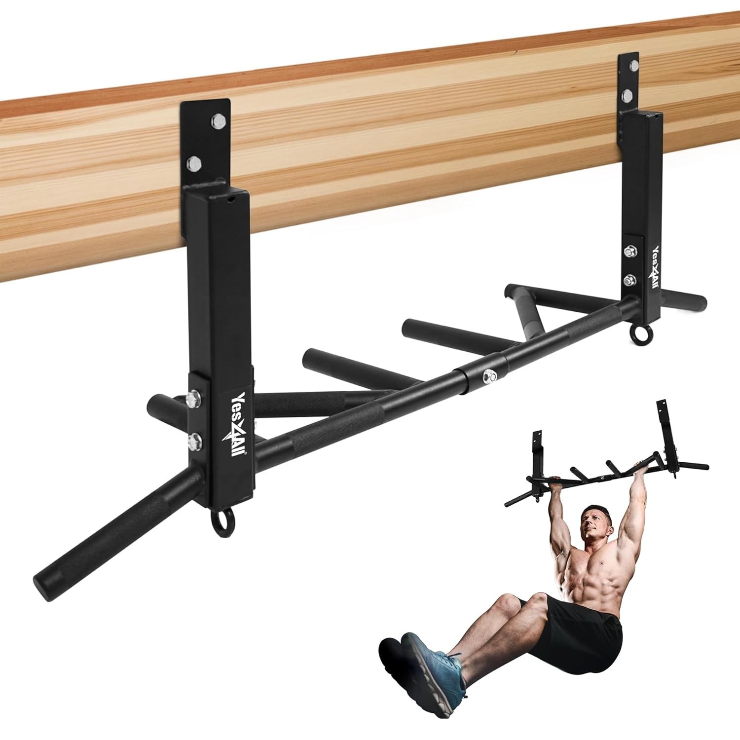 Yes4All Joist-Mounted Heavy‑Duty Multi‑Grip Pull‑Up Bar for Ceiling Joists