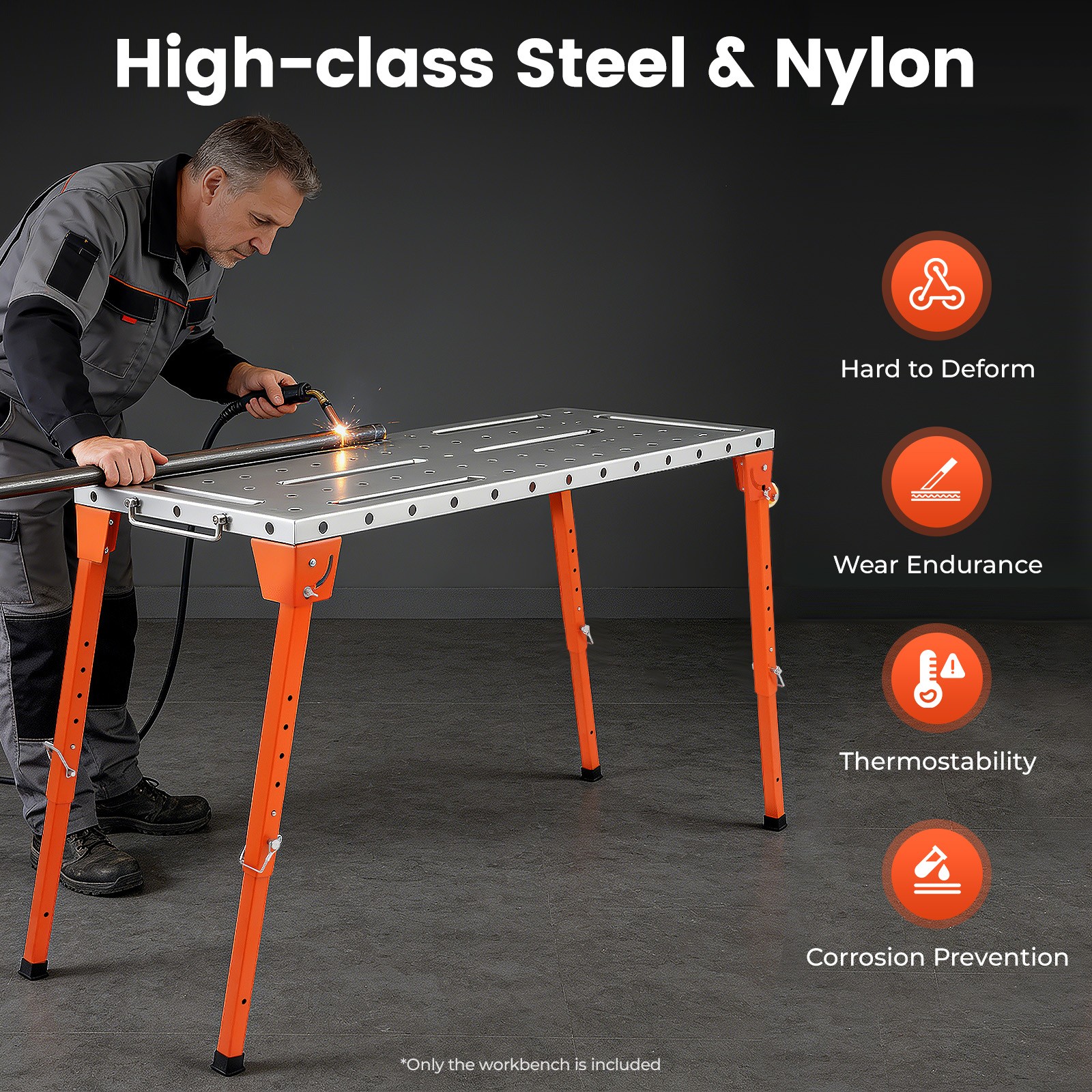 Steel Portable Welding Table Welding Workbench Table Folding Work Bench Silver
