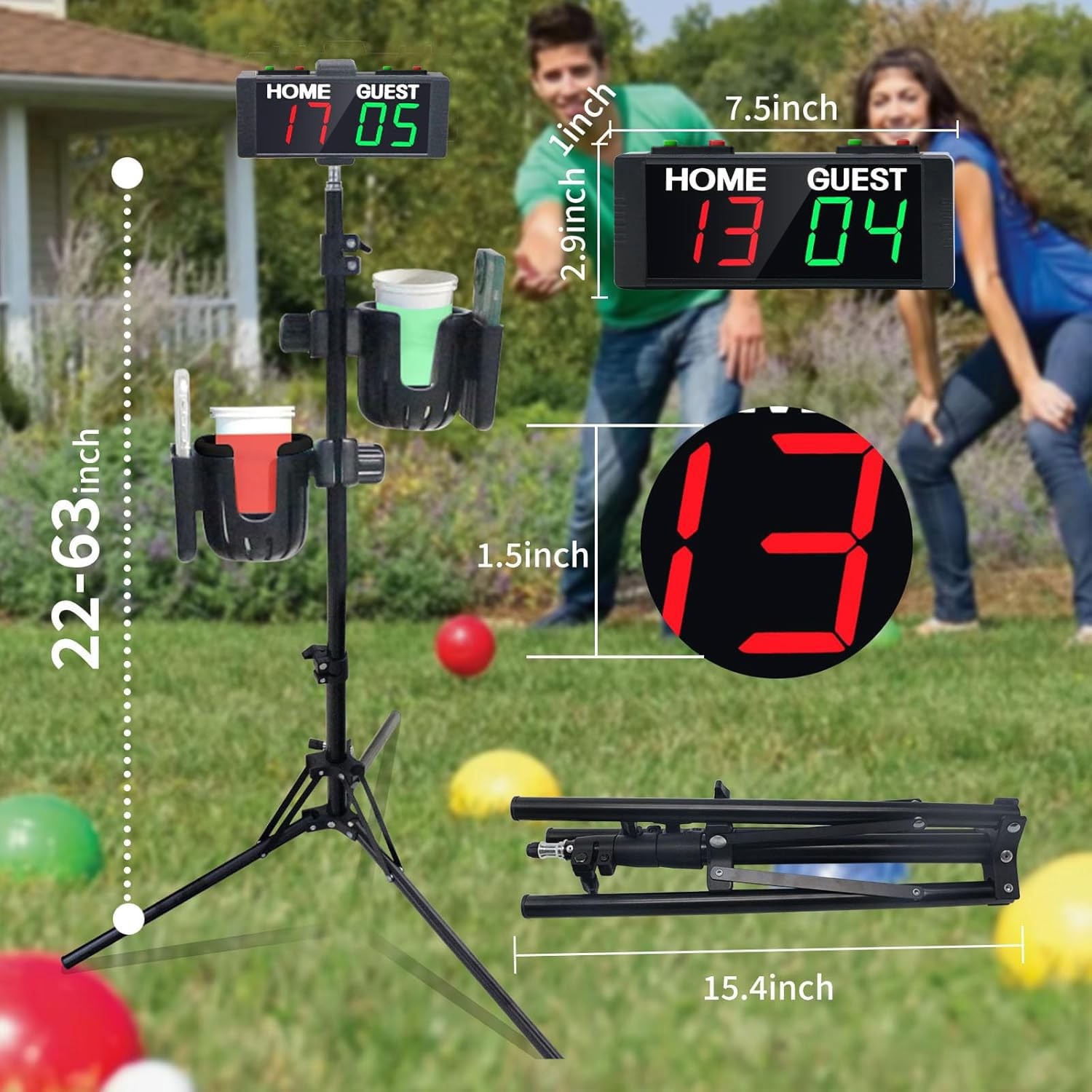 Digital Cornhole Scoreboard with Drink Holder Set, Electronic Scoreboard with...