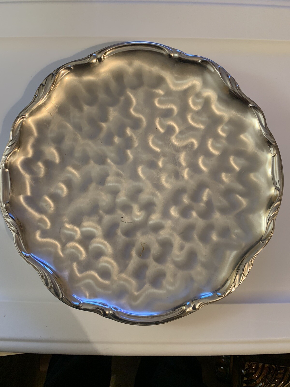 WMF-IKORA SILVER PLATE OVAL SERVING TRAY BRUSHED FINISH GERMANY 6513