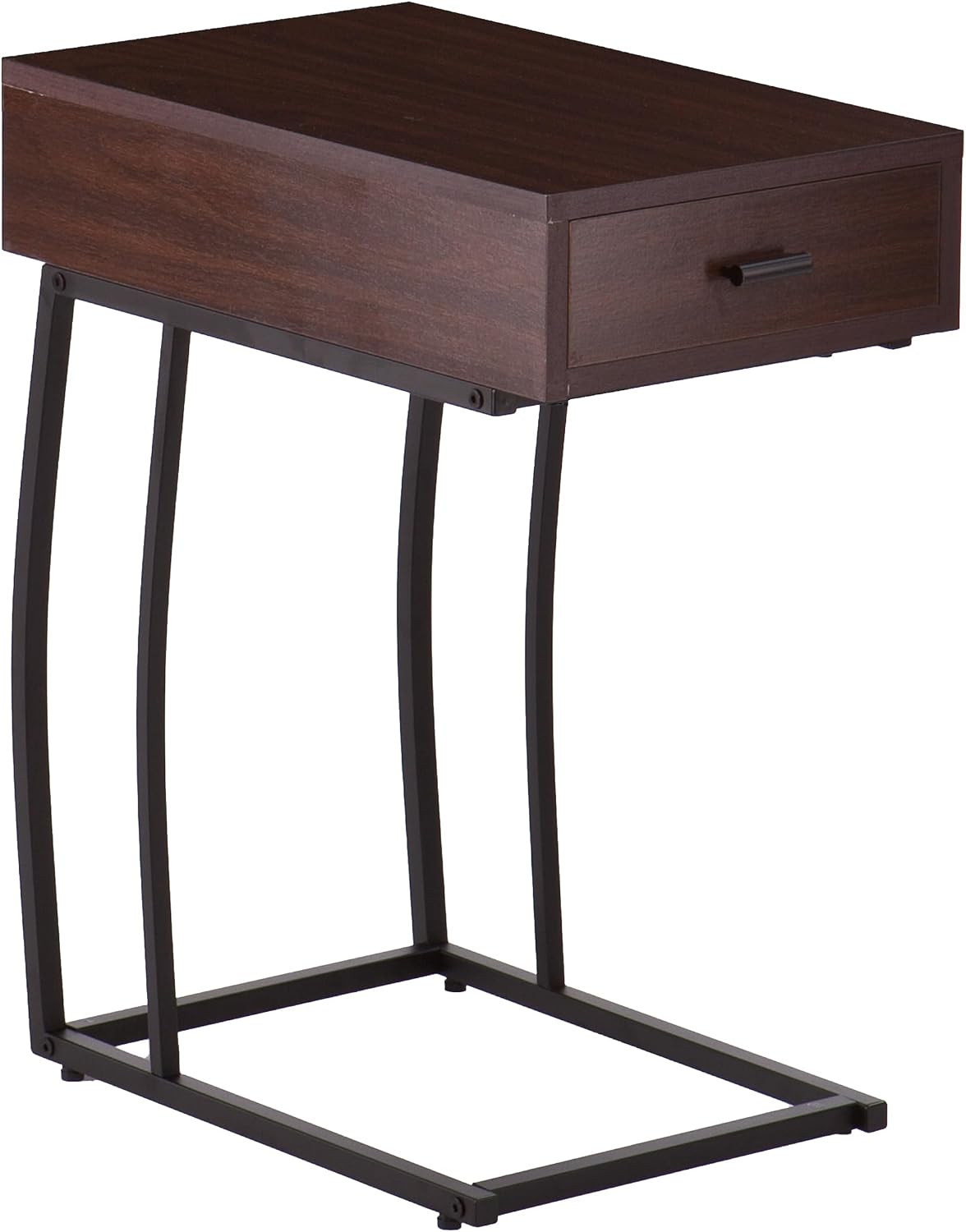 - Porten Side Table with Power & USB Outlet - Transitional Design, Brown Metal a