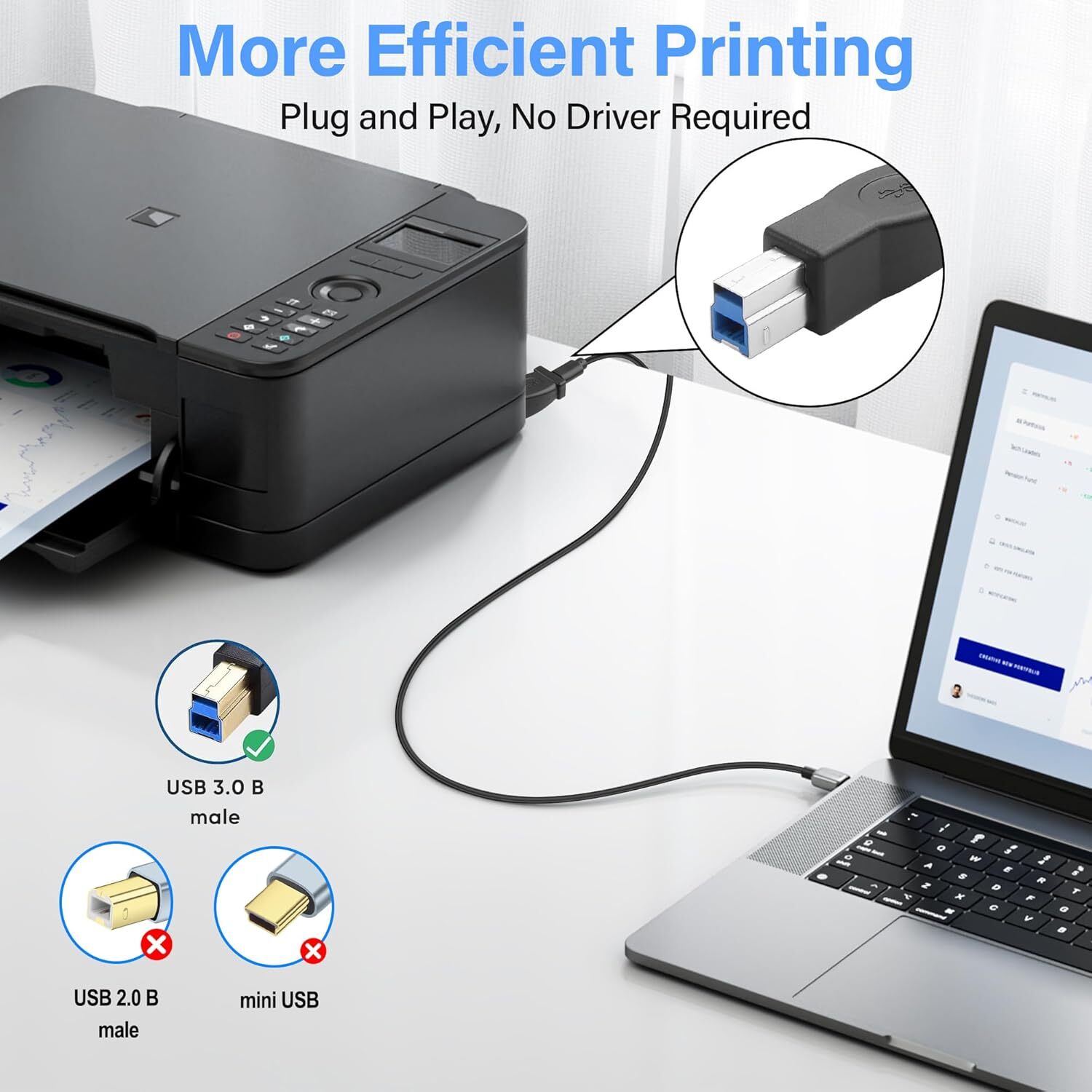 USB Type C Female to USB B 3.0 Adapter Connector Converter 5Gbps Printer Scanner