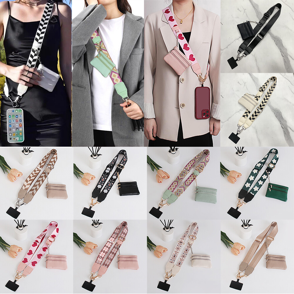 Wide Phone Strap With Zippered Pouch Clip Crossbody Phone Lanyard Replacement  '