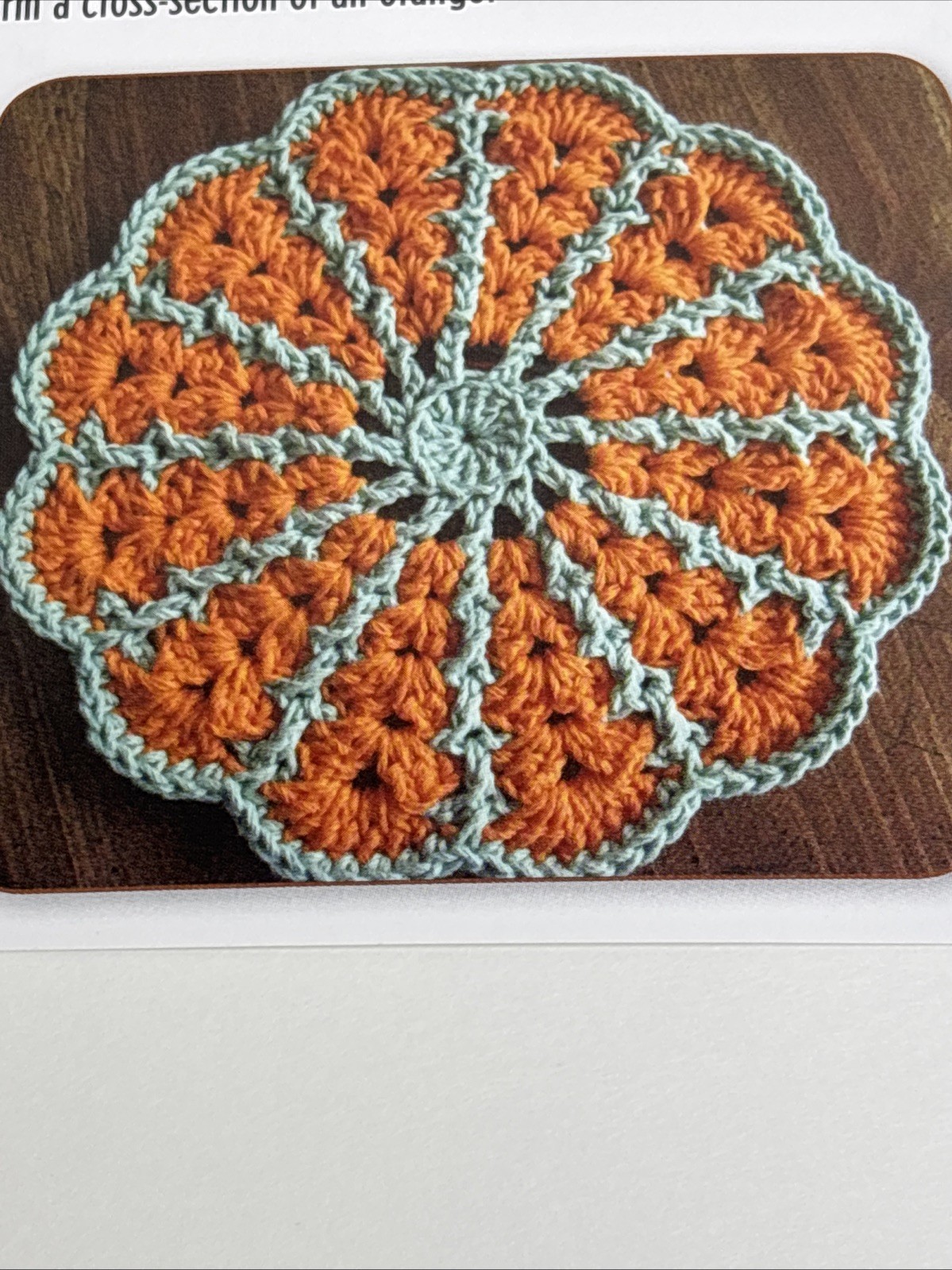 Orange Slice Hot Pad Crochet Pattern Card Page