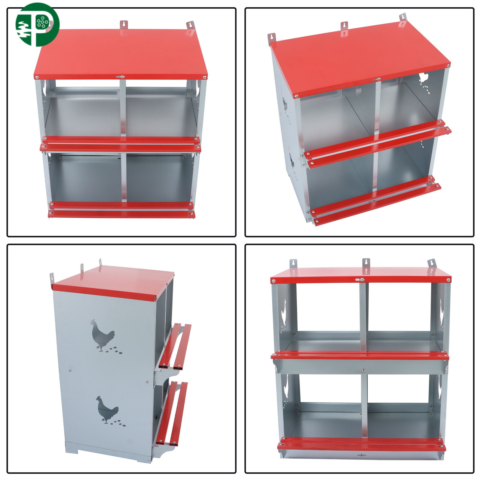 Metal Poultry Nest Box Chicken Nesting Boxes 4 Compartment For Hens Wall Mount
