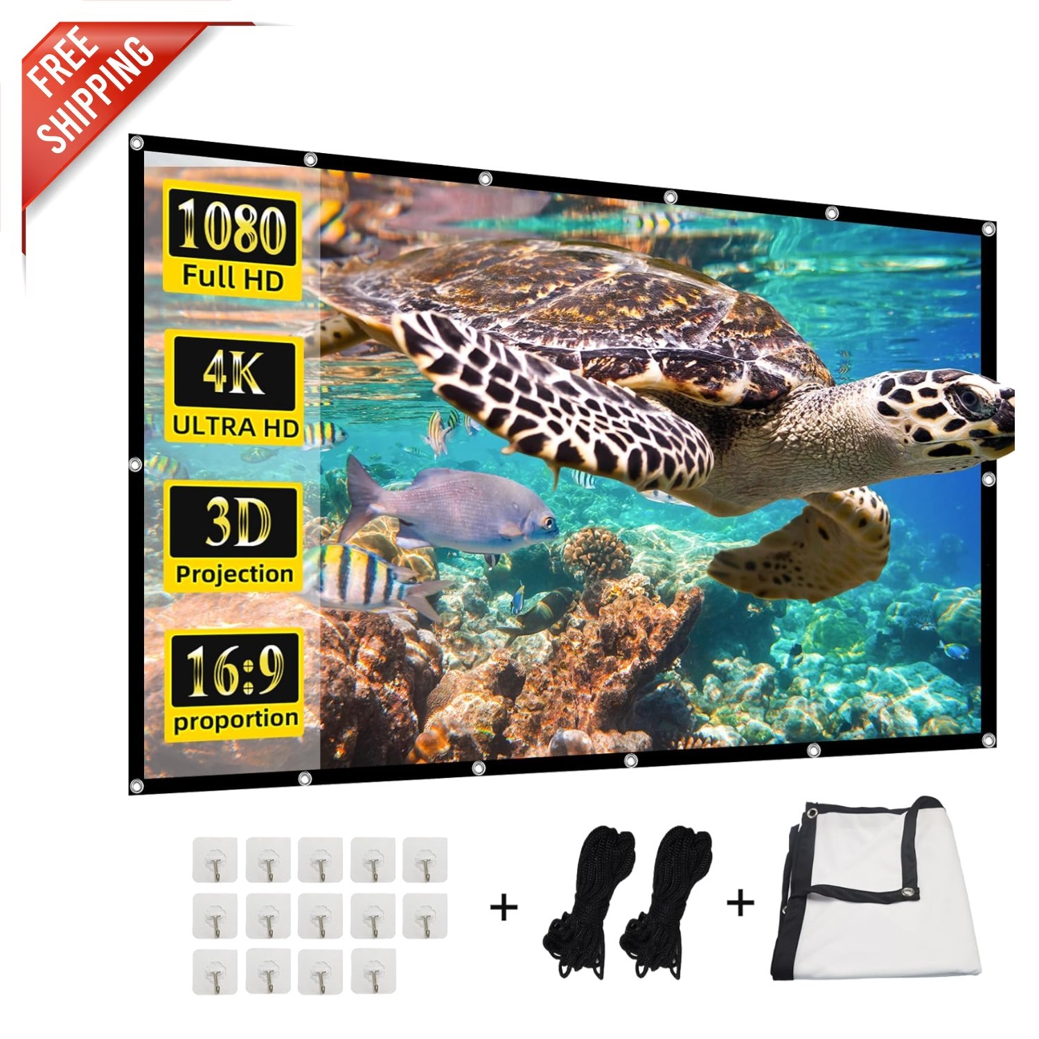 150-Inch 4K HD Projector Screen - Foldable, Double-Sided for Indoor & Outdoor