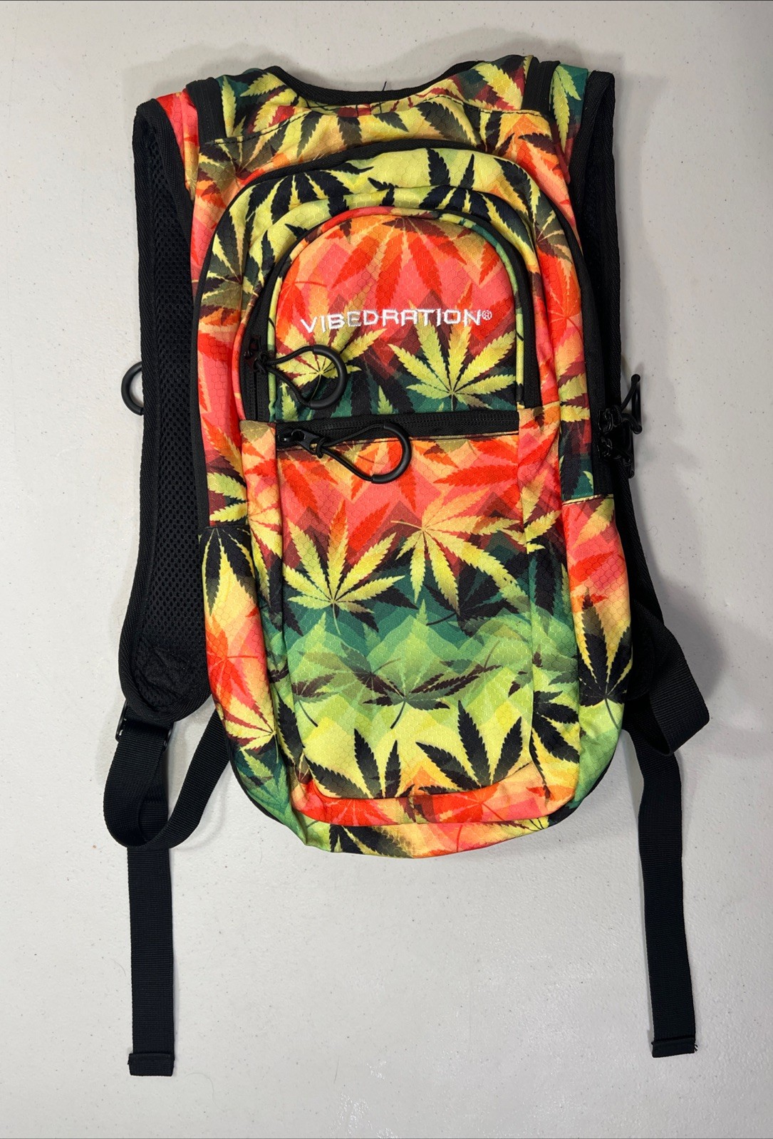 Vibedration Colorful Leaves Hydration Backpack Rave Festival Bag - No Bladder