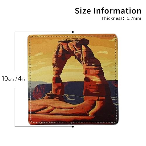 Coasters Square Leather Drinks Set with Holder - One Size - National Parks