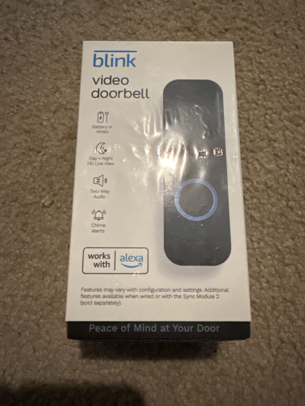 Blink Smart Wifi Video Doorbell Wired/Battery Operated Black, New