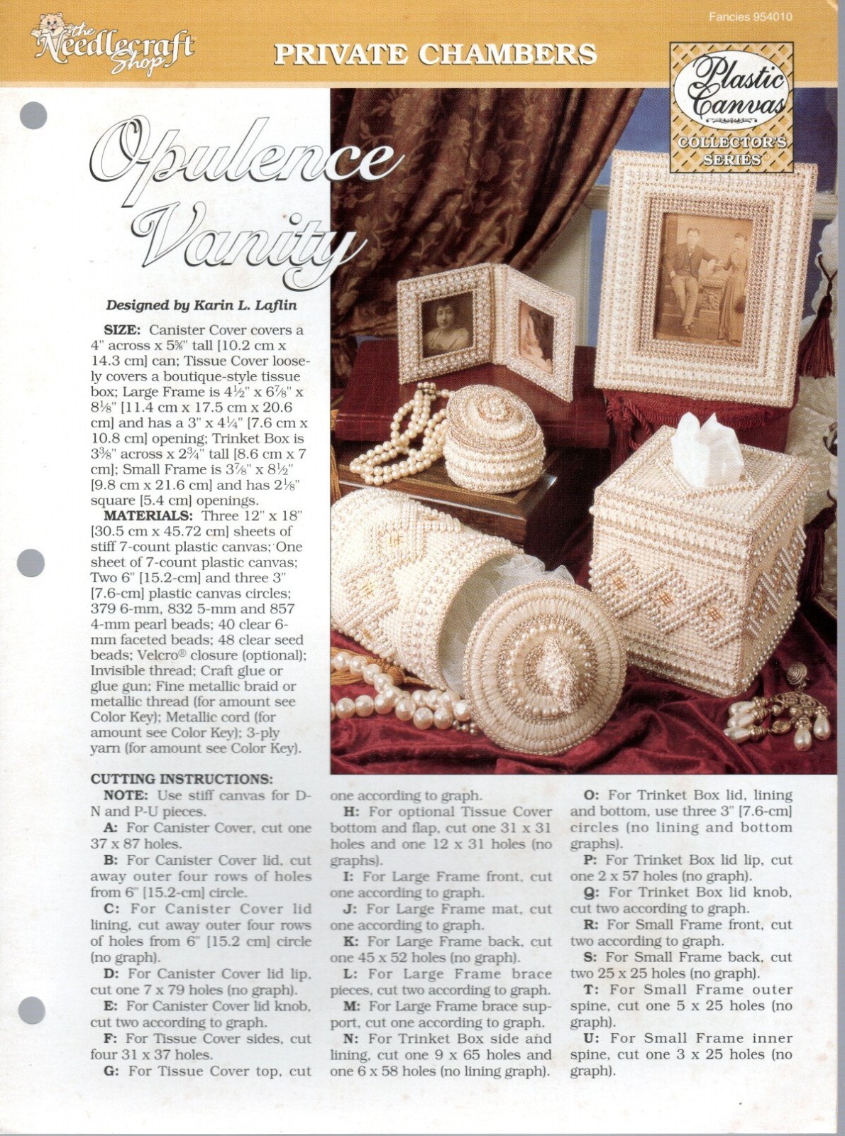 Needlecraft Shop 954010 OPULENCE VANITY Plastic Canvas Pattern Leaflet