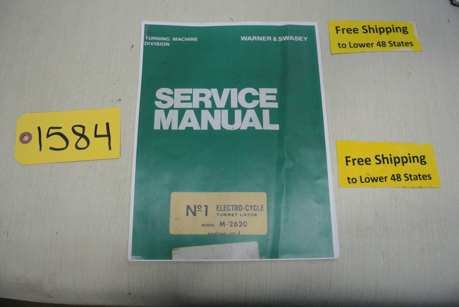 Copy of   Warner & Swasey No.1 Electro-Cycle Turret Lathe Manual Parts & Service