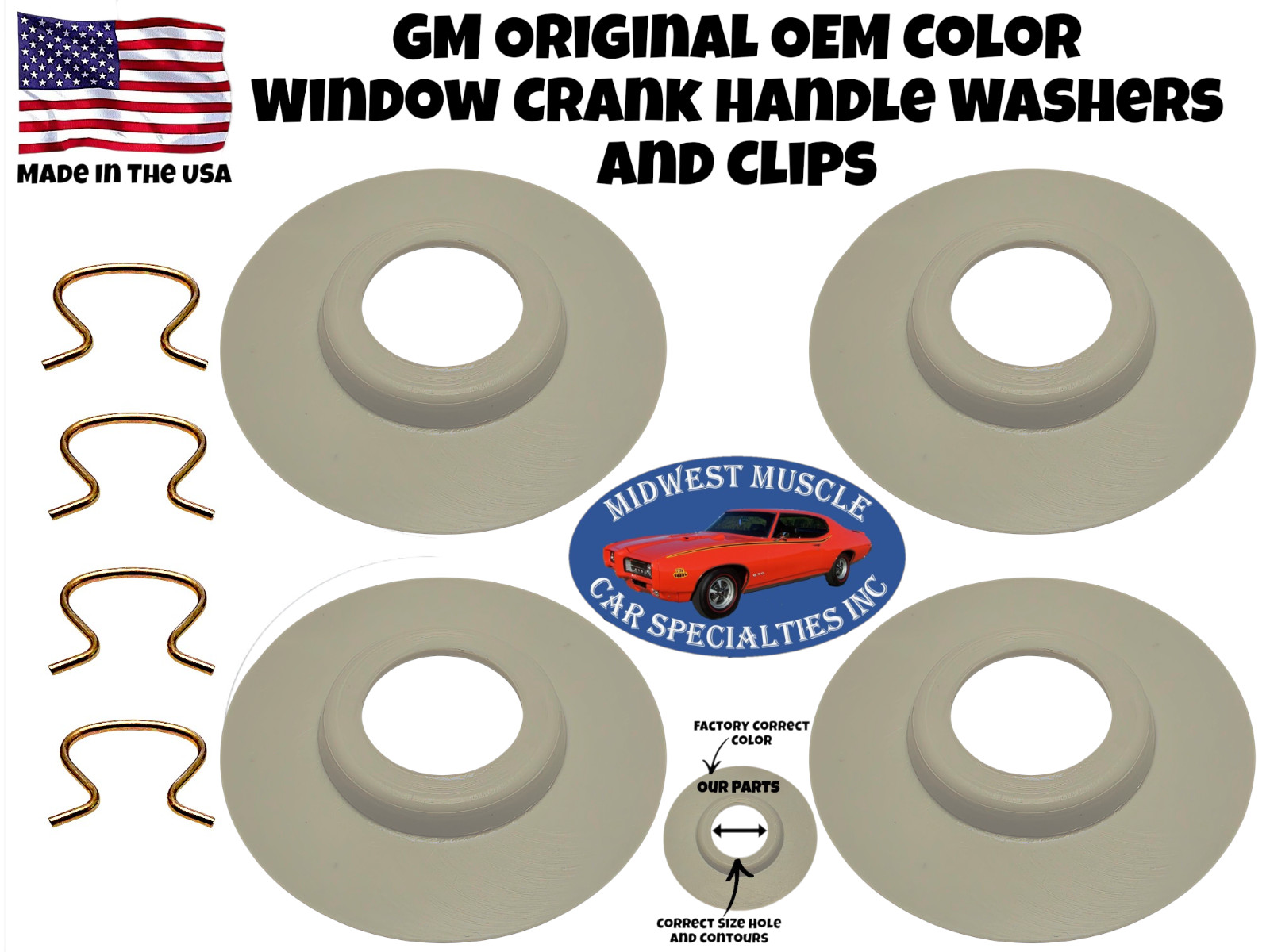 GM Door Panel Washers Interior Window Vent Crank Handle With Clips Oldsmobile ZF