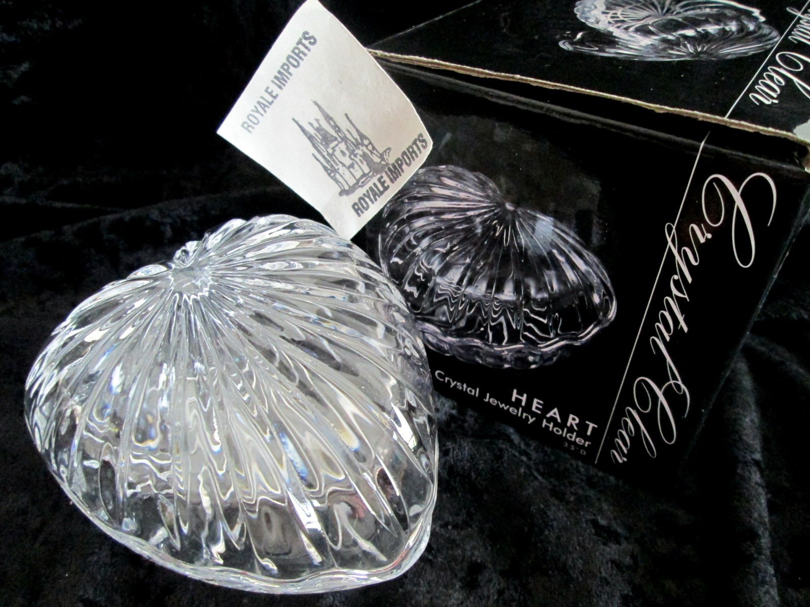 Crystal Clear Heart Lidded Trinket Jewelry Box In Original Box