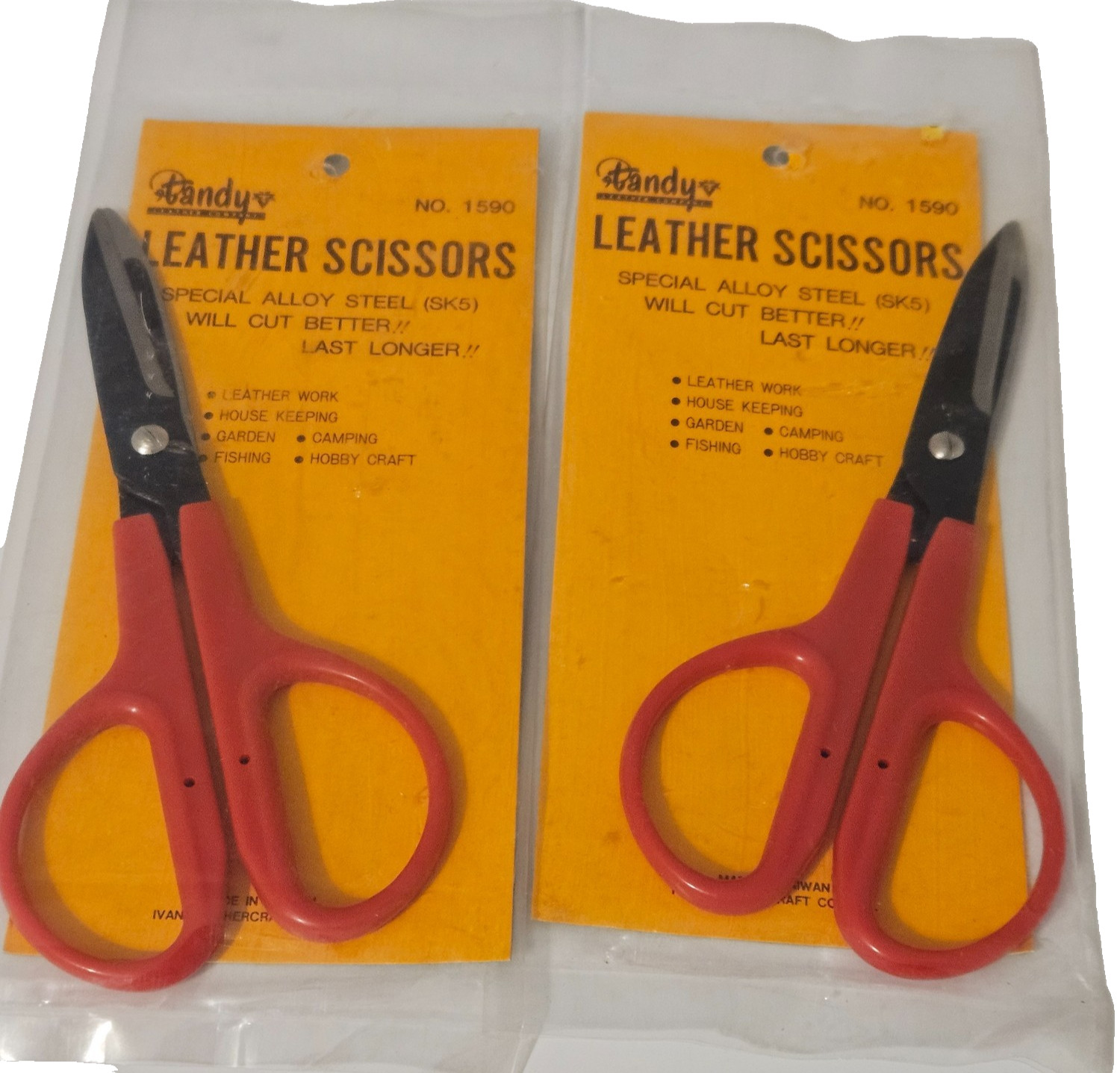 Tandy Leather Scissors 7-inch "NO. 1590" leather scissors New in package 2pk