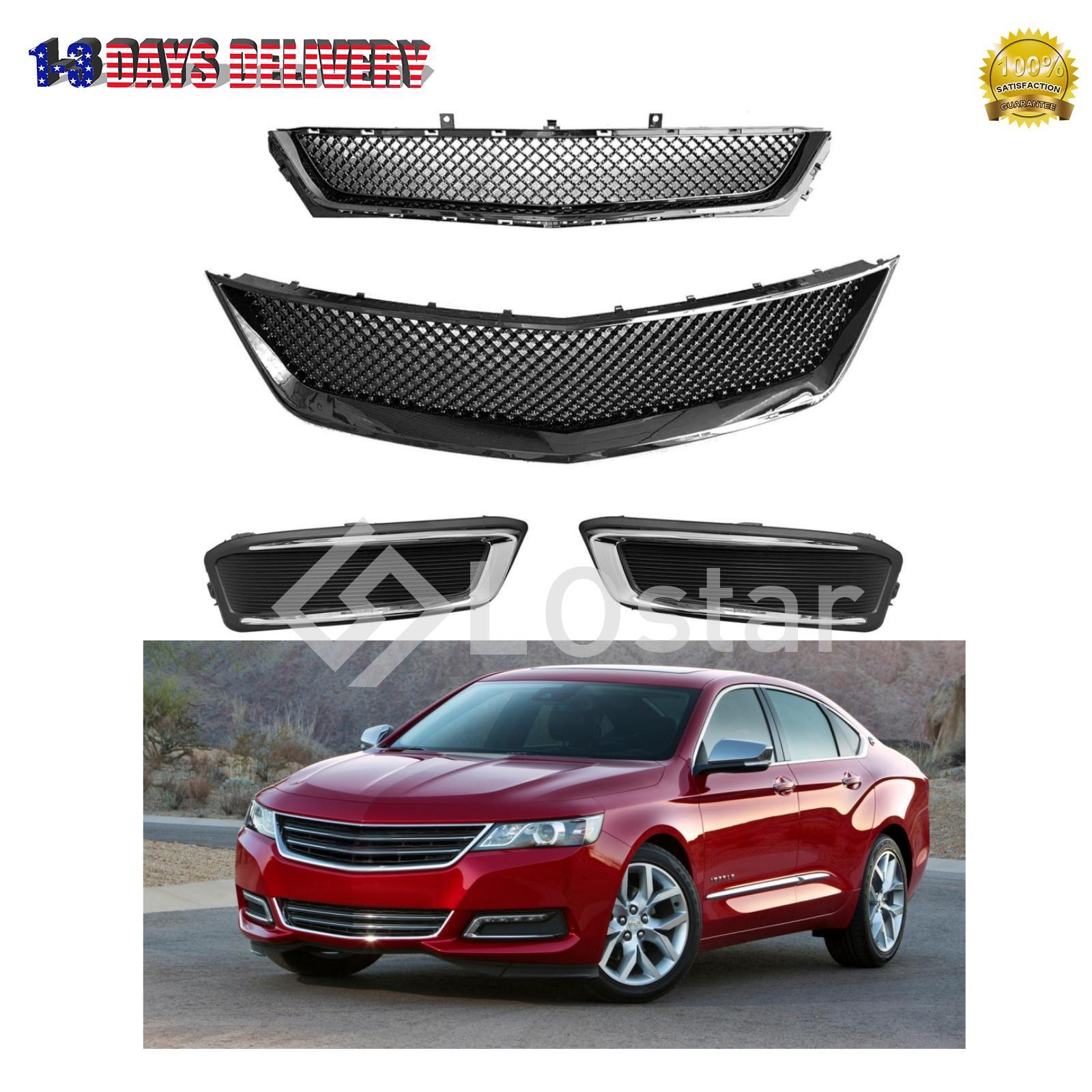 For 2014-2020 Chevy Impala Front Grille Carbon Fiber Set With Fog Light Cover
