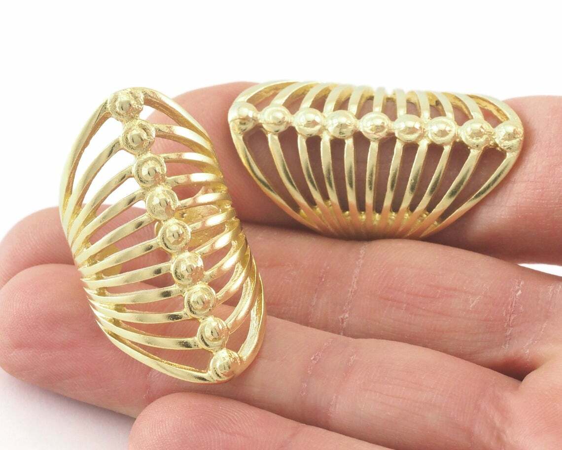 Cage Adjustable Ring Raw brass (18mm 7.5US inner size - Adjustable ) OZ2728