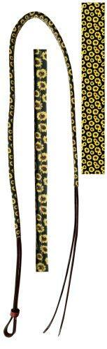 Showman 4' Leather Over & Under Whip w/ Sunflower Print Overlay