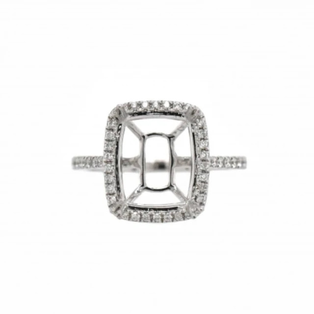 11x9mm Cushion Semi Mount Ring 925 Sterling Silver Solitaire with Accents Ring