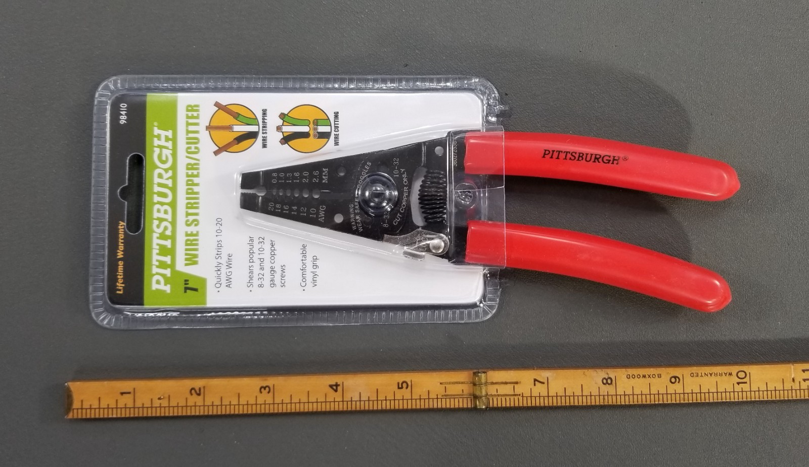 7 inch Wire Stripper with Cutter Carbon Steel PVC Grip - PITTSBURGH 98410