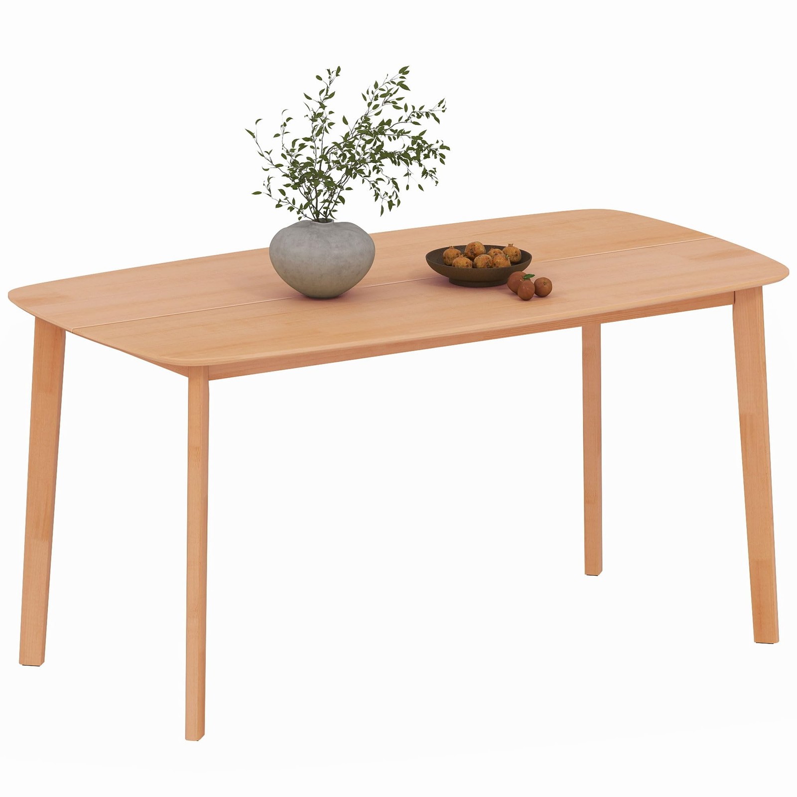 HOMCOM Solid Wood Dining Table for 6 People, 47.2" x 27.6" x 29.9", Natural