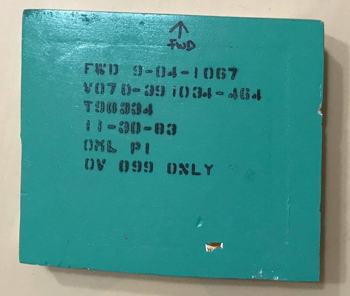 NASA Space Shuttle Fit Check Tile, Challenger OV 099  FWD Fuselage w/location