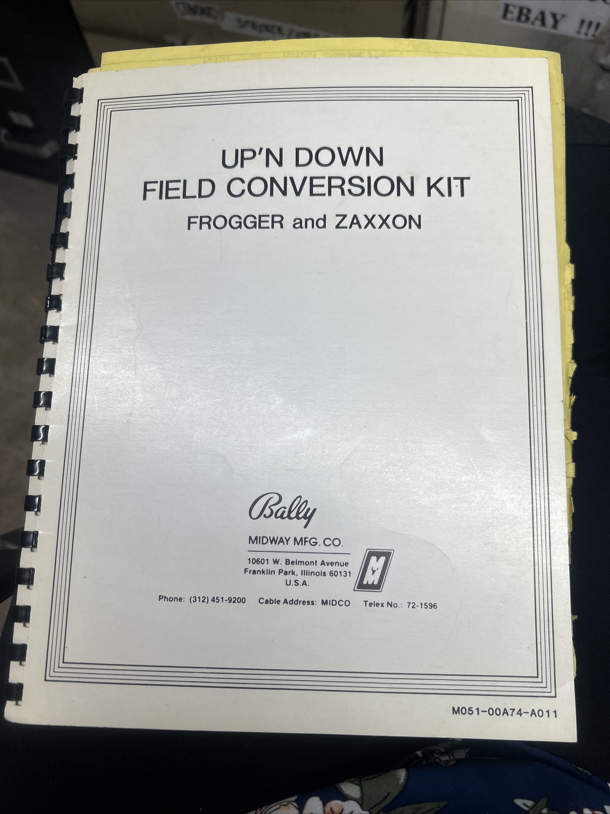 Bally/Midway UP’N DOWN FIELD KIT Arcade Video Game Manual - good used original