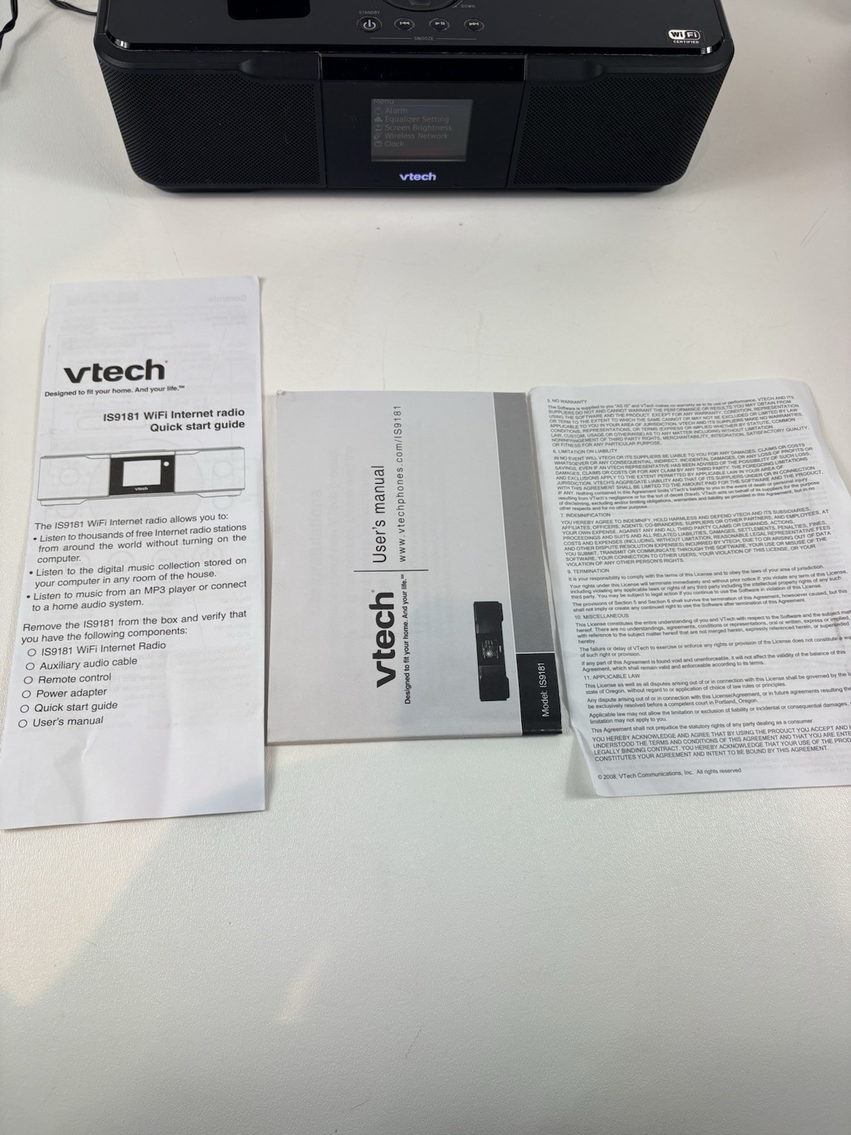 VTech IS9181 Internet Radio Speaker Alarm Clock Wireless LAN TESTED + REMOTE