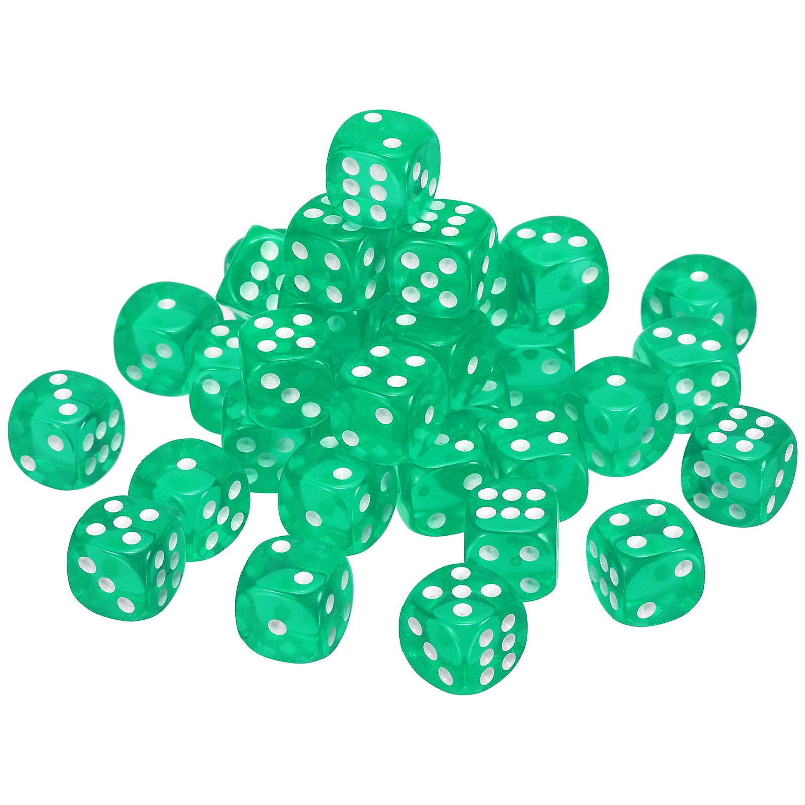 36Pcs 6 Sided Acrylic Dice 14mm/0.55" Rounded Corner Translucent Dice Green