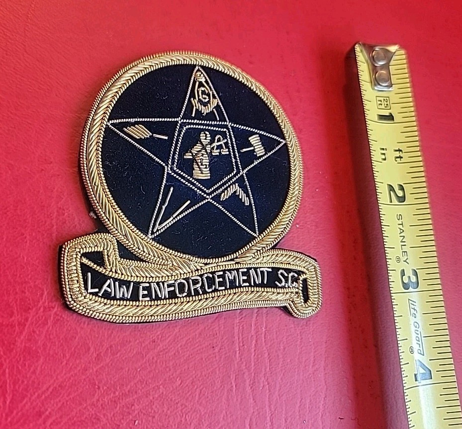 FreeMasons Law Enforcement S. C. Police Velvet Brass Thread Patch NEW NOS