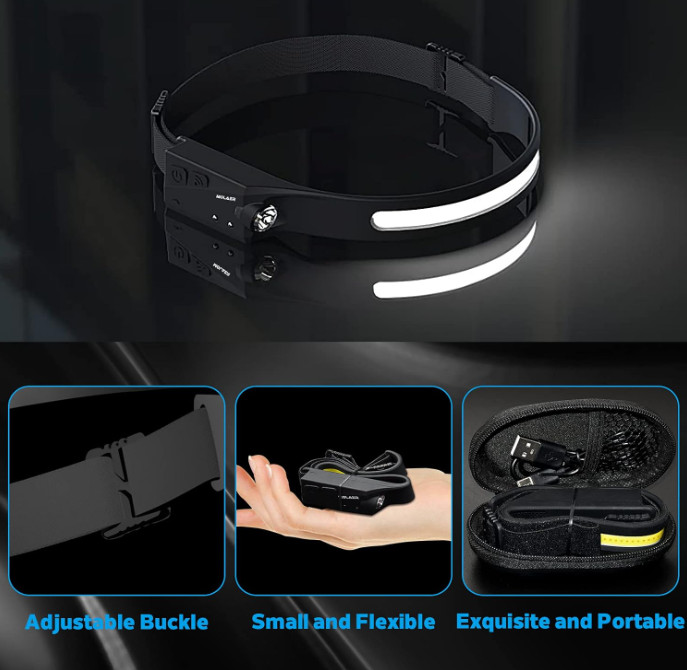 2 Linternas LED Frontales 230° Recargables con Sensor Movimiento para Camping