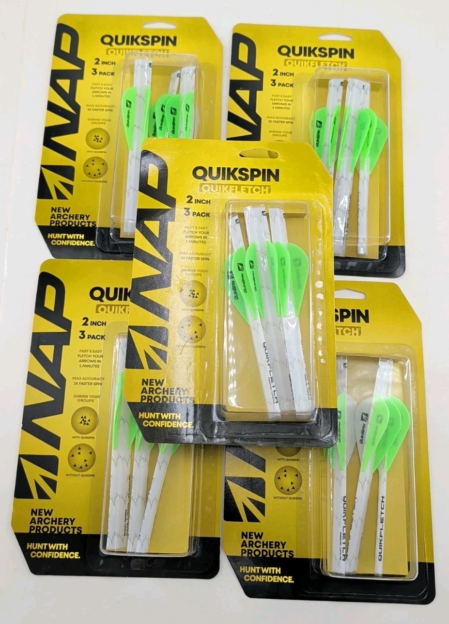 15 NAP Quikfletch 2" Quikspin Quikfletch 5 X 3 pack 813628008538 White/Green