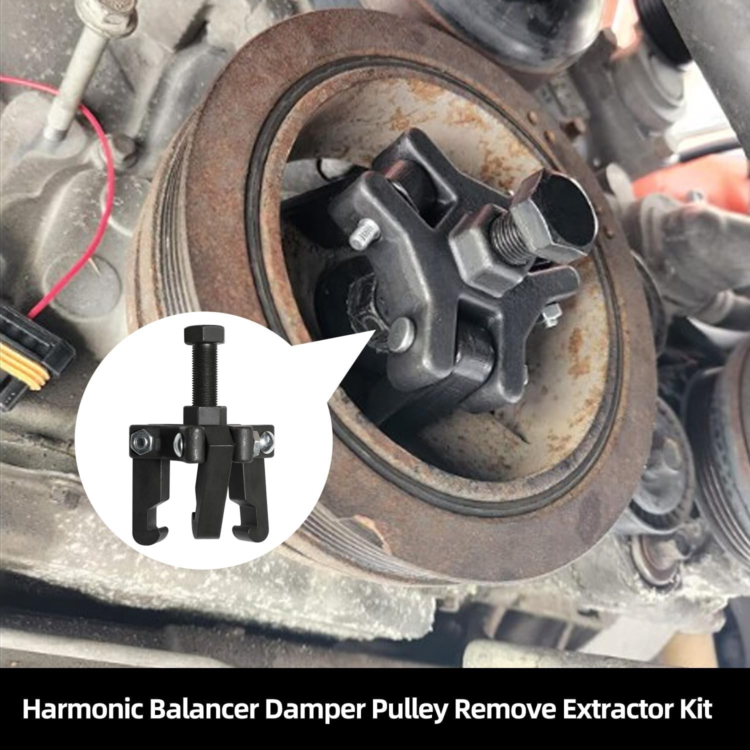 Harmonic Balancer Damper Pulley Remove Extractor Kit Compatible with Ford, GM, C