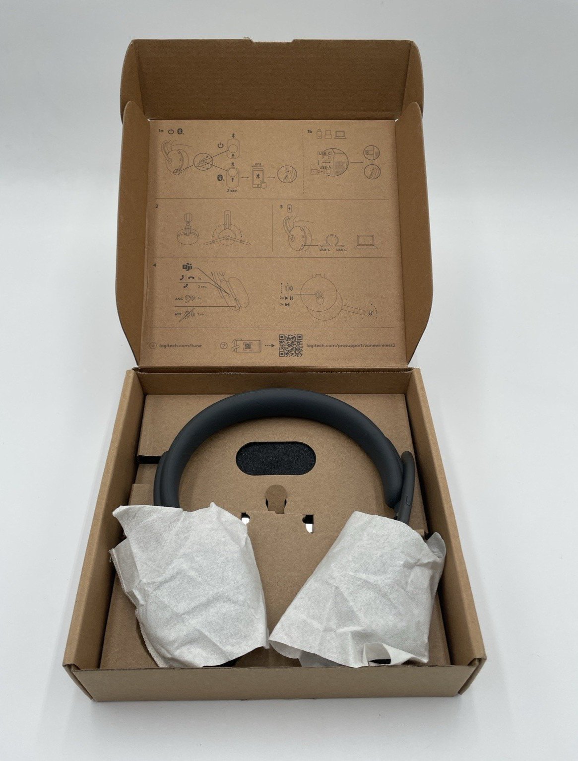 Logitech Zone Wireless 2 AI Noise Cancel Headset Bluetooth USB New Open Box